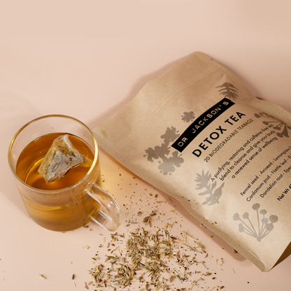 DR. JACKSON'S 清淨草本茶 40g 茶包與天然草本原料細節近照