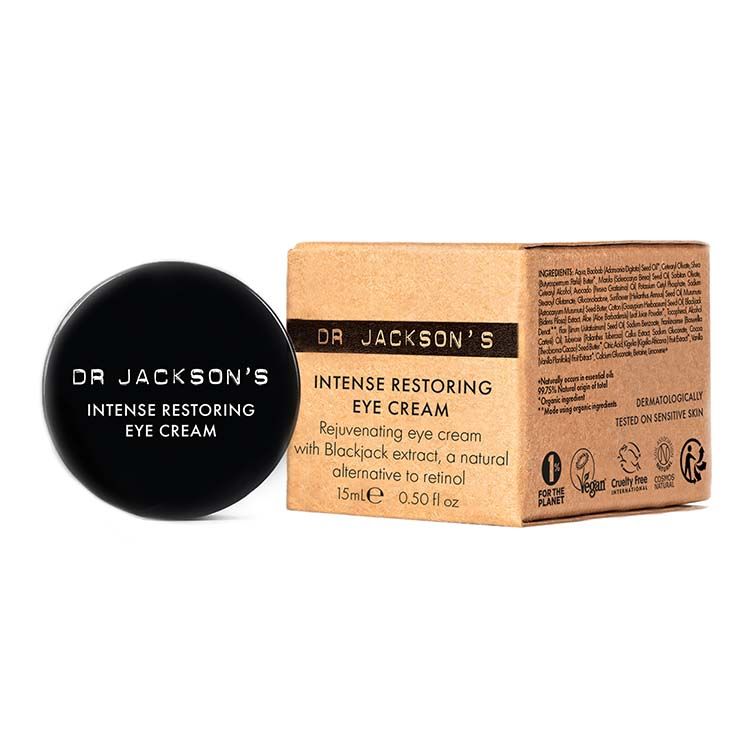 DR. JACKSON'S 抗敏修復眼霜 15ml 瓶身與外盒包裝展示