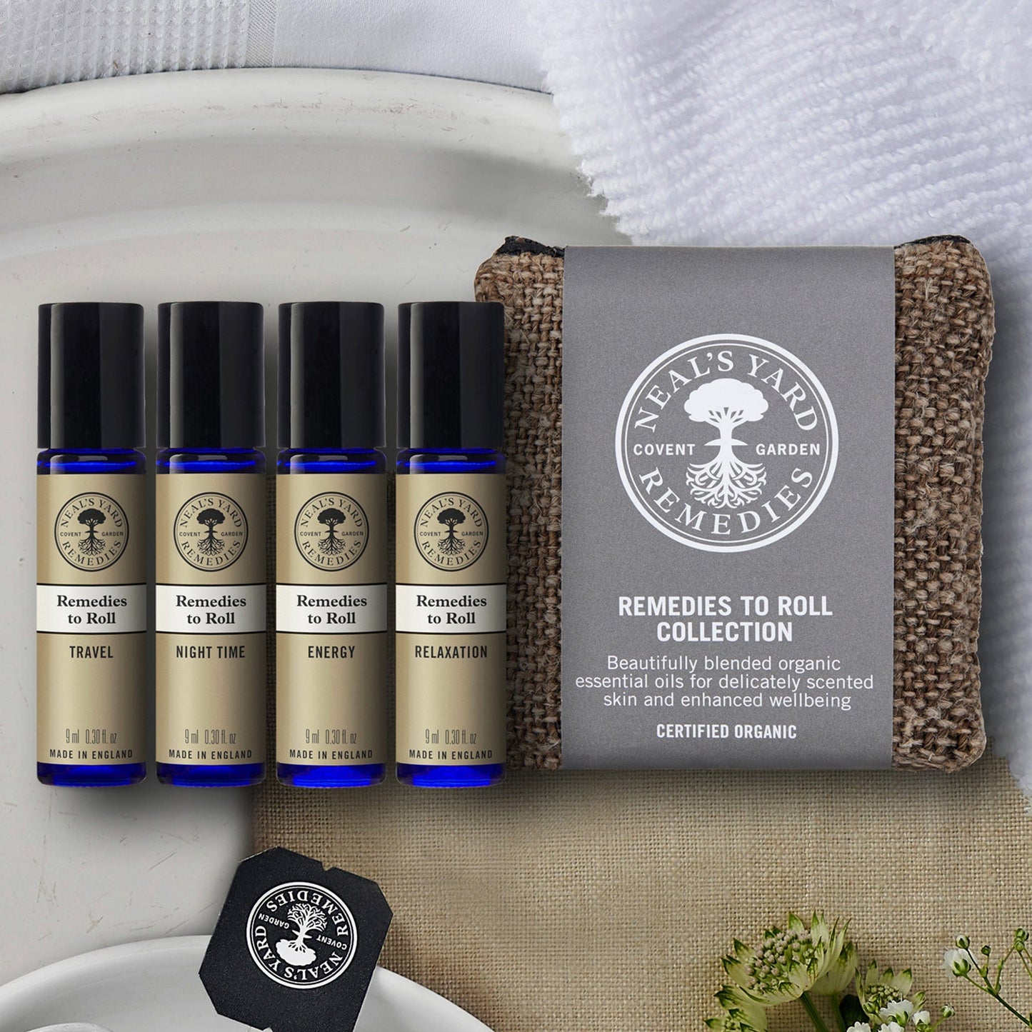 Neal's Yard Remedies 隨身芳療滾珠精華套裝 有機草本植物療癒意境圖